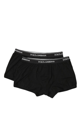 Logo Waistband Cotton Boxers, Pack of Two